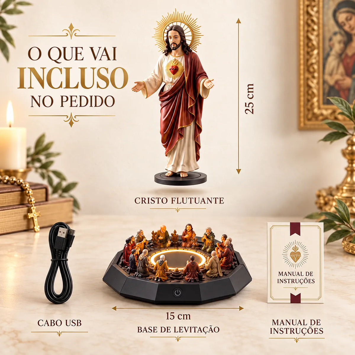 Floating Christ with LED Lighting – A Symbol of Faith that Enchants