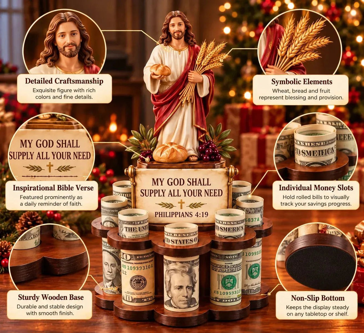 🙏 Bible Verse Savings Challenge Stand | 6 Faith-Inspired Designs
