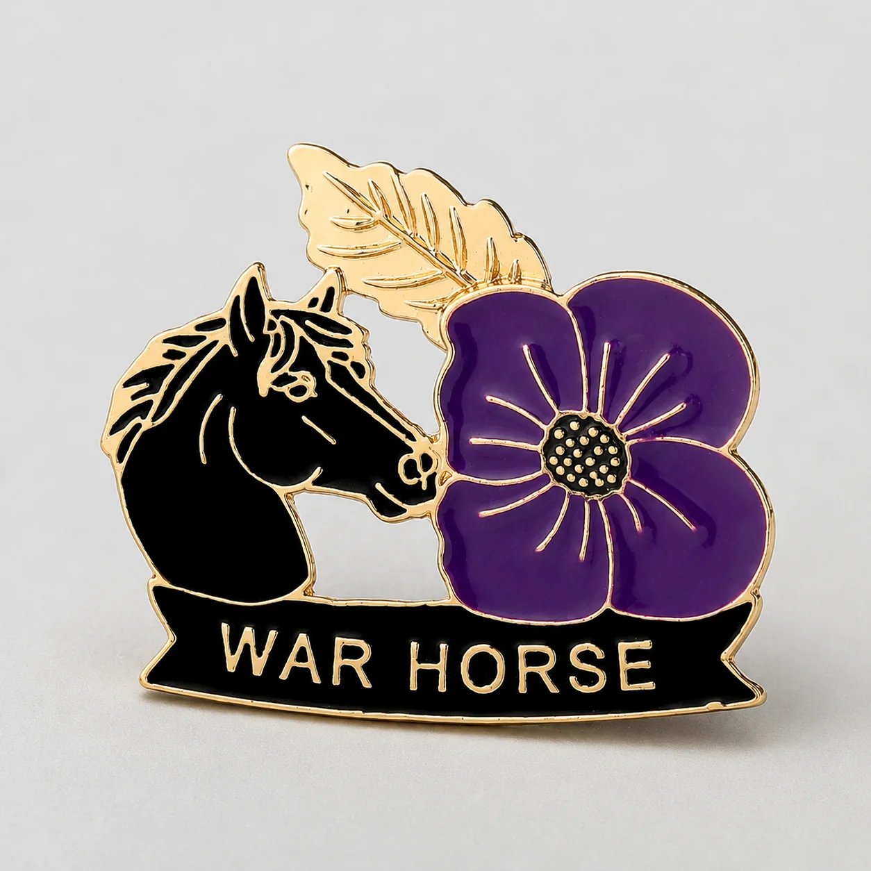 War Horse Purple Poppy 111th Anniversary Remembrance Brooch