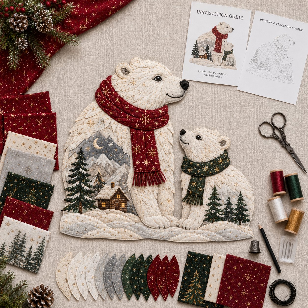 🔥Last Day 49% OFF - 🎄🎅Christmas Woodland Wildlife DIY Patchwork Kit – ✨Create a Festive Handmade Keepsake