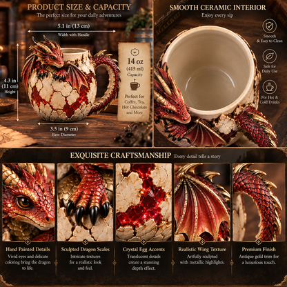 ⏰Limited Stock 50% OFF - 🐉🔥 Dragonbound Realms™ Sculpted Dragon Mug Collection ✨☕