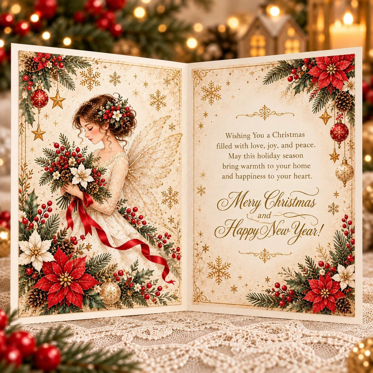 Inside of Christmas Angel Greeting Card