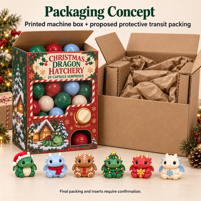 🐉🎄 Christmas Dragon Hatchery Mystery Box – 24 Cute Dragon Capsule Surprises 🎁
