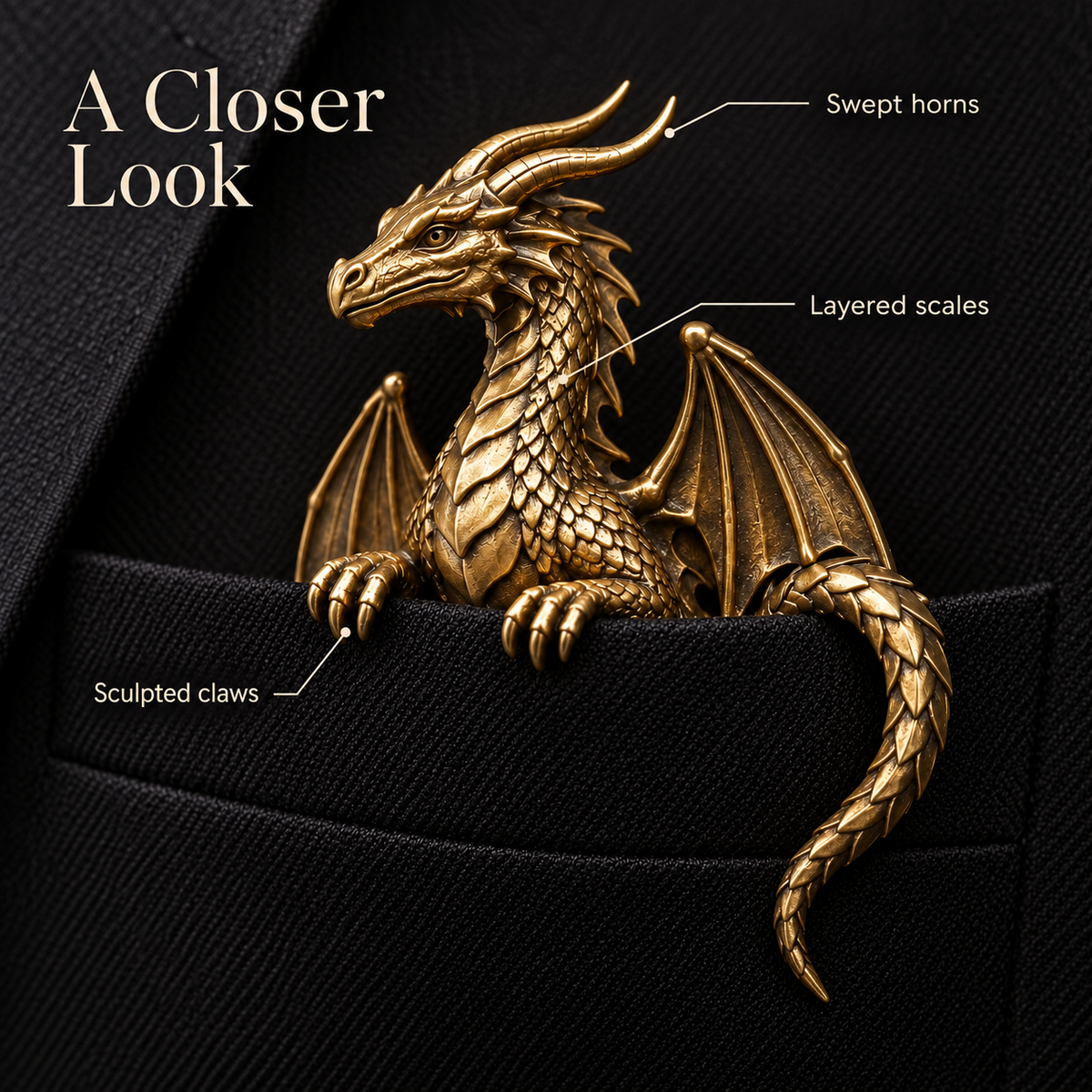 🐉 3D Dragon Pocket Guardian – Fantasy Jacket Accessory & Unique Gift