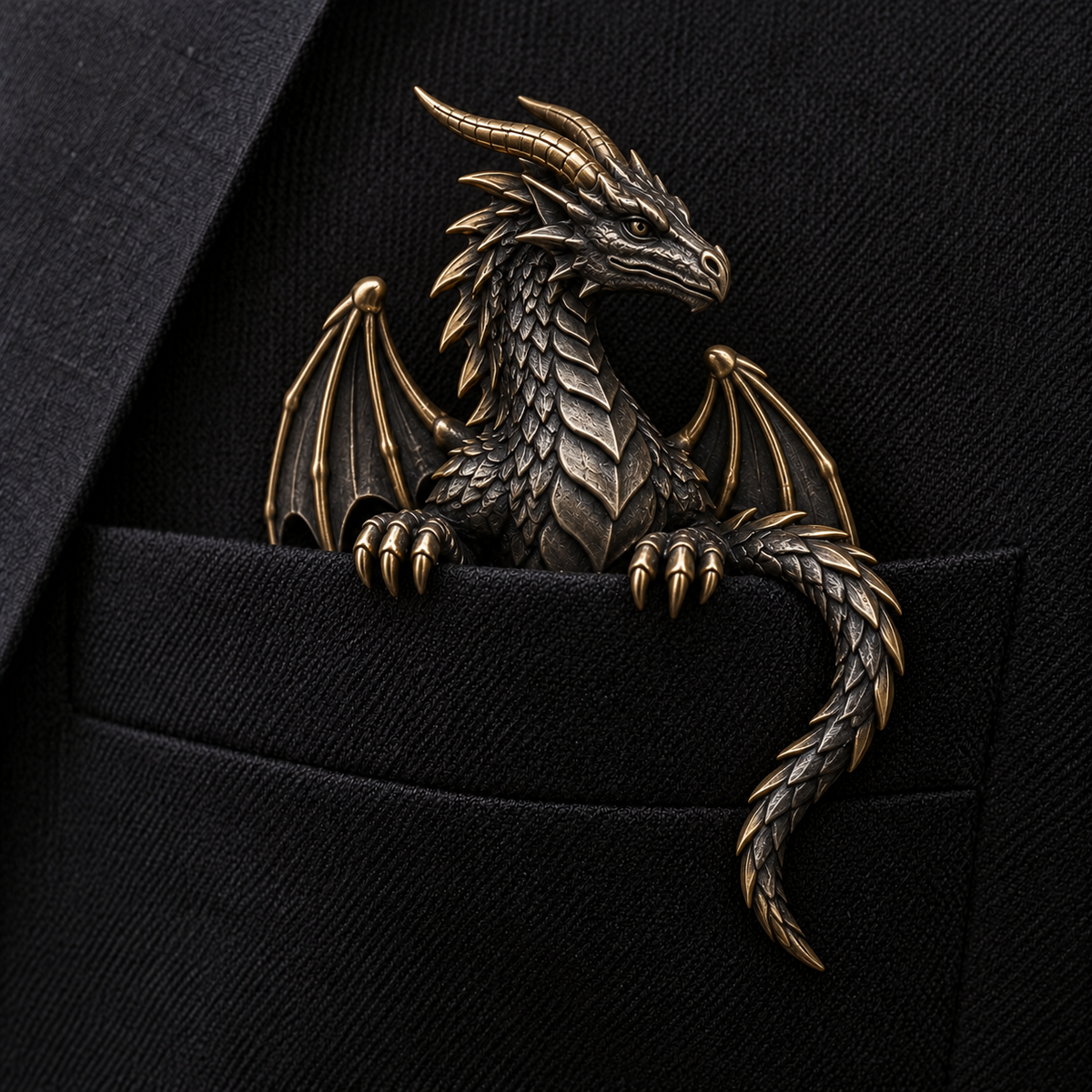 🐉 3D Dragon Pocket Guardian – Fantasy Jacket Accessory & Unique Gift
