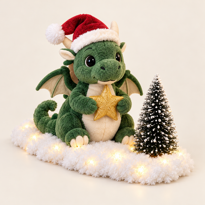 ✨🐉Christmas Dragon Snow Scenes – Light-Up Plush Holiday Decor🎁