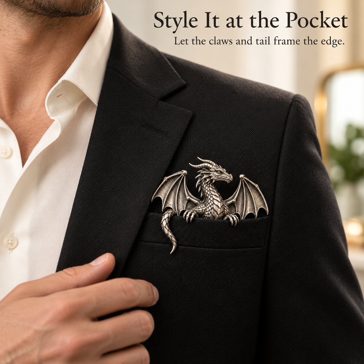 🐉 3D Dragon Pocket Guardian – Fantasy Jacket Accessory & Unique Gift