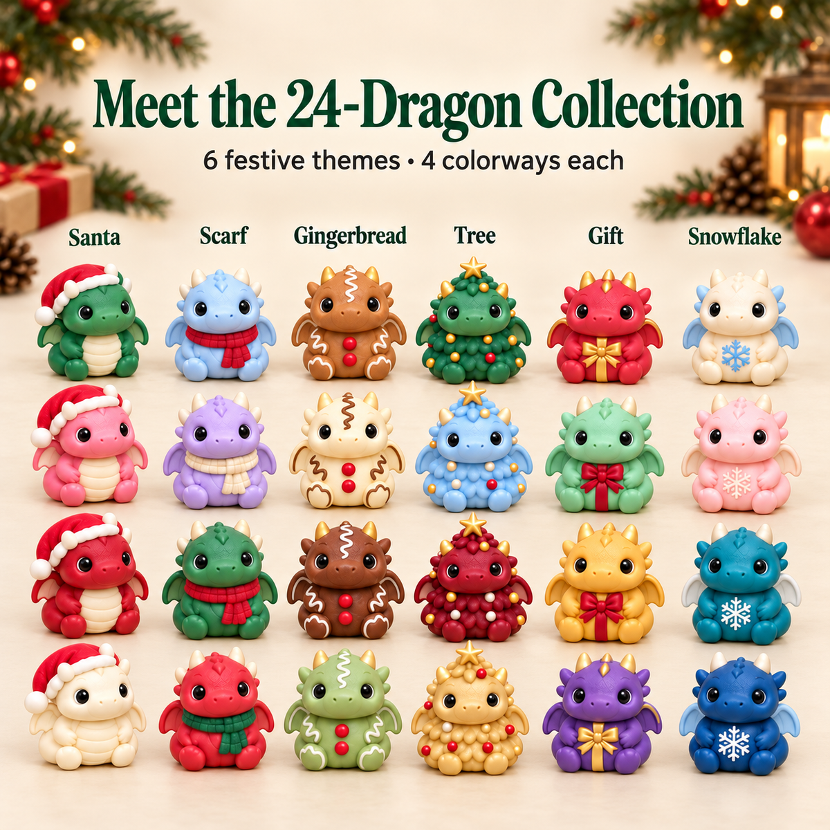 🐉🎄 Christmas Dragon Hatchery Mystery Box – 24 Cute Dragon Capsule Surprises 🎁