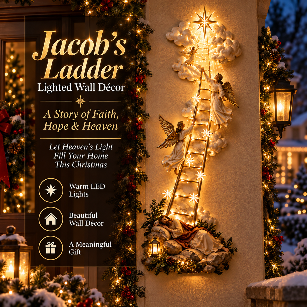 ⏰Limited Stock 50% OFF -✝️✨ Jacob’s Ladder Lighted Wall Décor | A Story of Faith, Hope & Heaven 🌟