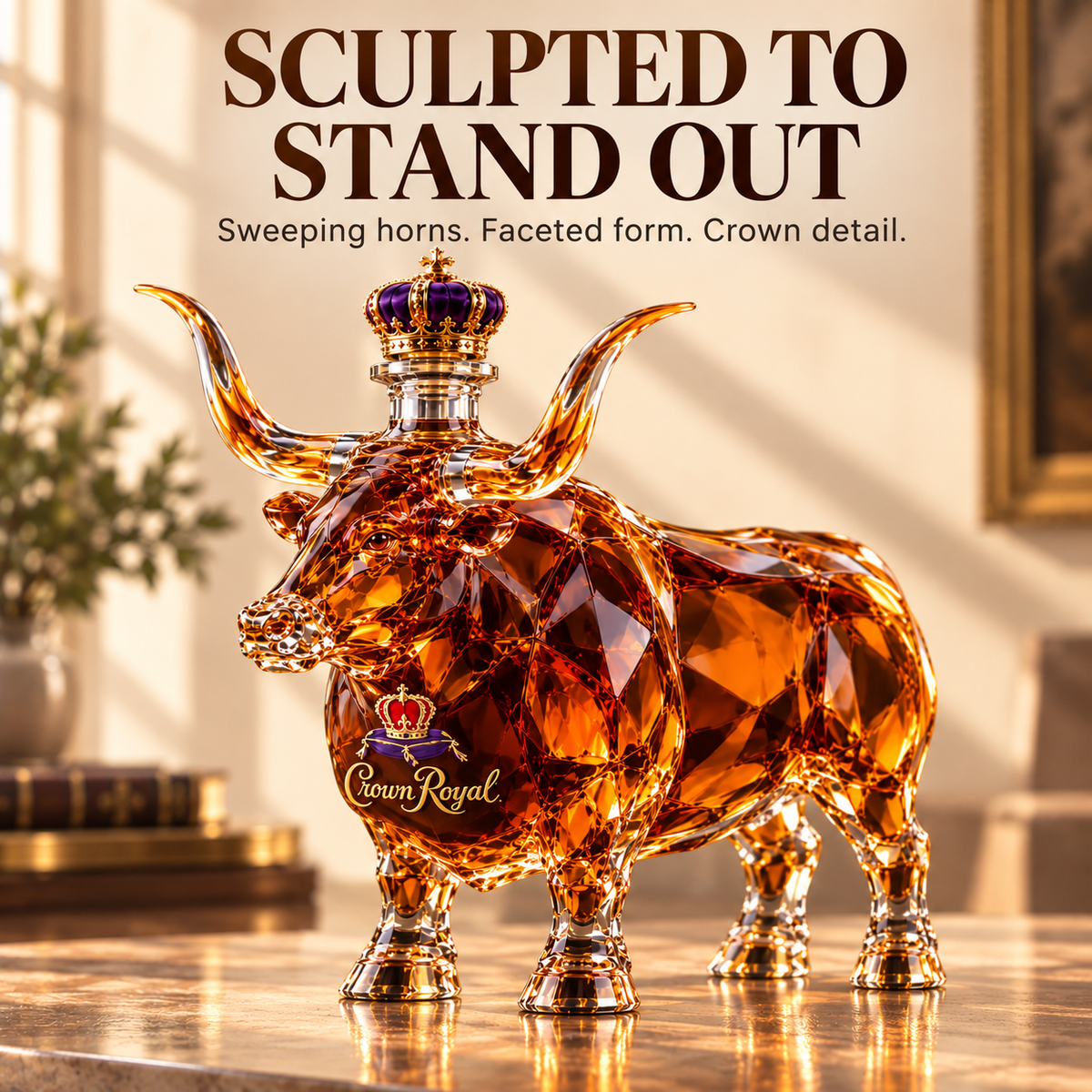 🐂 Longhorn Bull Whiskey Bottle | Western Bar Decor & Unique Gift