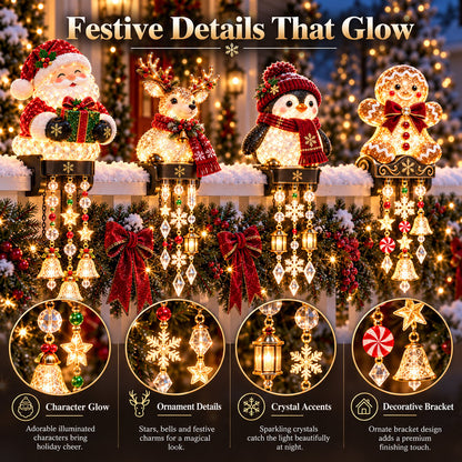 🎄 Christmas Porch Railing Lights – 4 Festive Character Designs