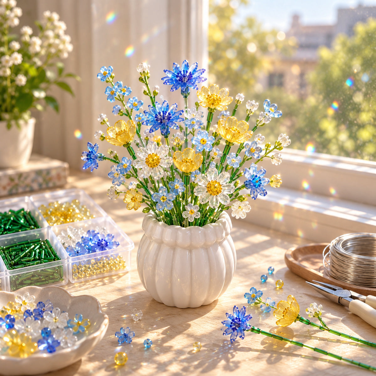 🌸 DIY Beaded Flower Bouquet Kit | Create Your Own Forever Blooming Crystal Flowers