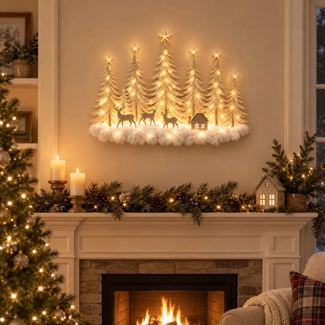 🌲✨ Winterglow Grove™ — Lighted Woodland Christmas Wall Decor