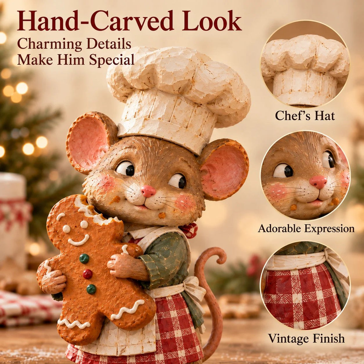 🍪 Gingerbread Mouse Baker — Whimsical Christmas Figurine🎁(📦Buy 2 Free Shipping)