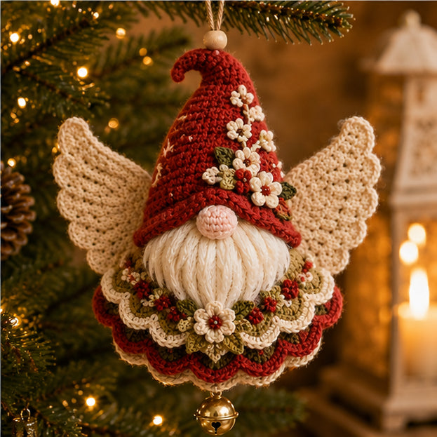 Gnome Angel crochet ornament