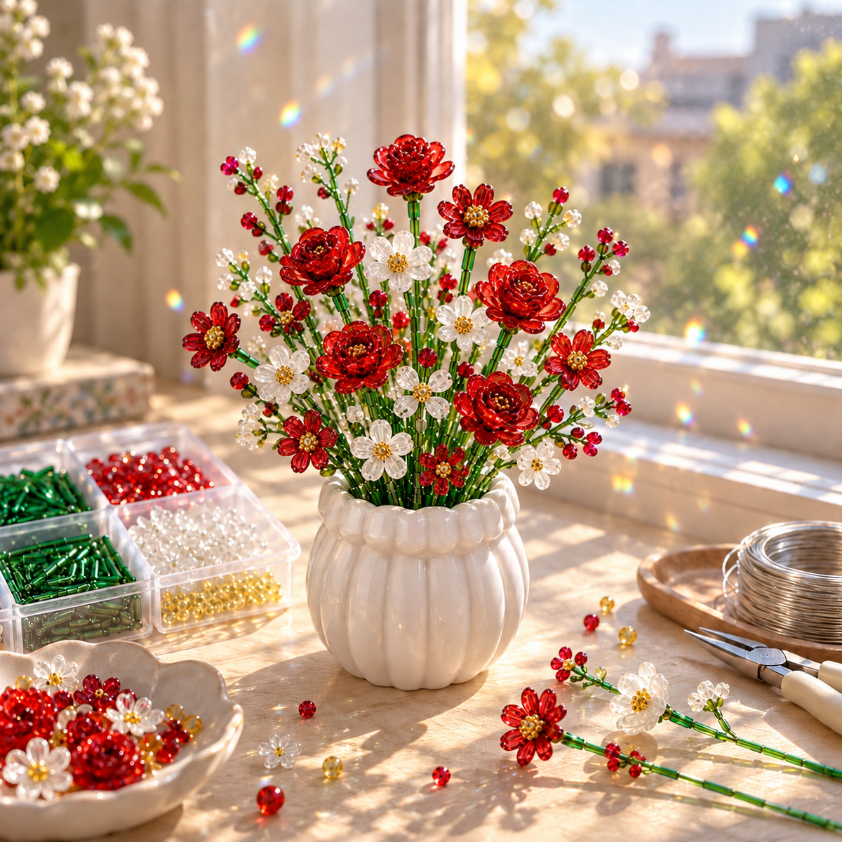 🌸 DIY Beaded Flower Bouquet Kit | Create Your Own Forever Blooming Crystal Flowers