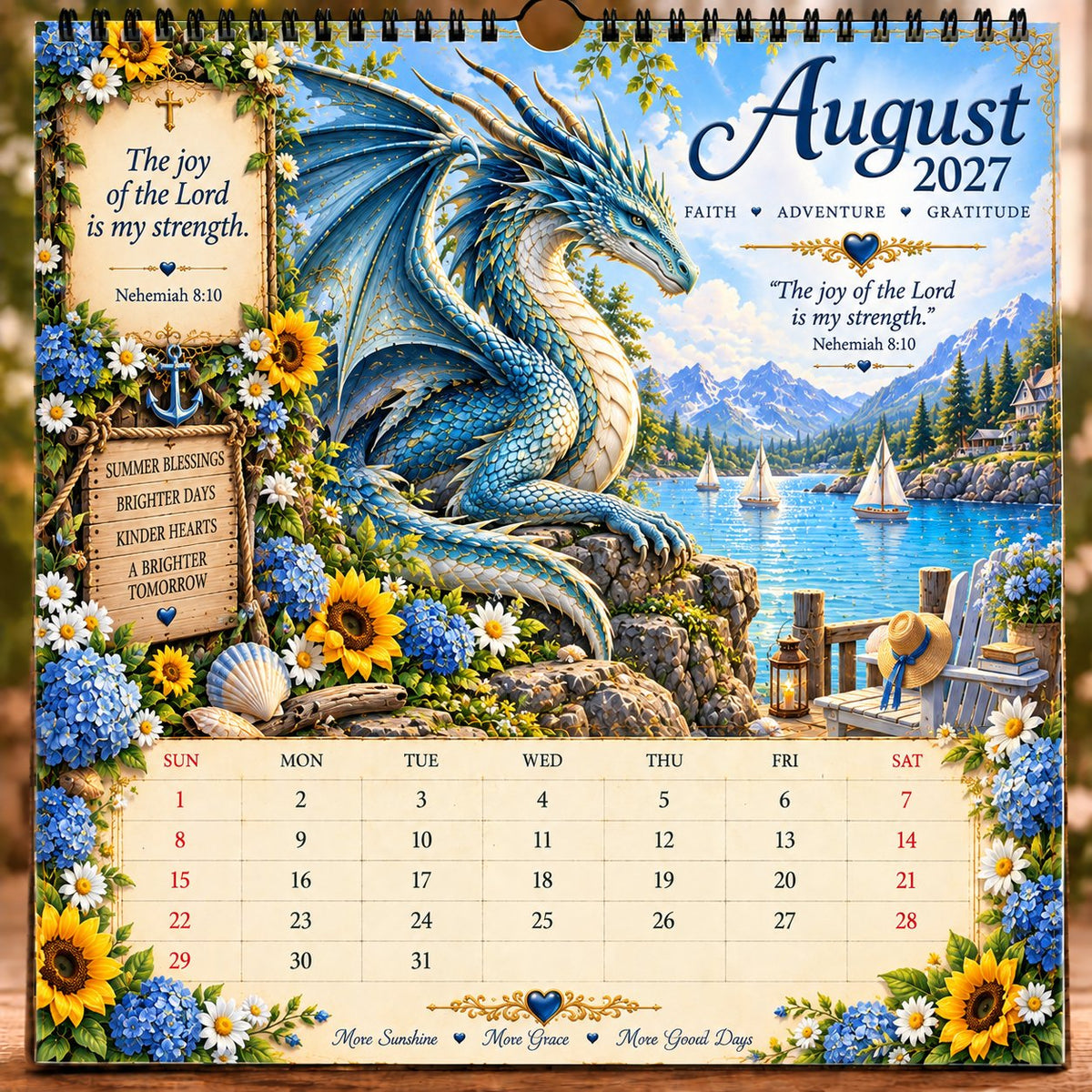 🔥LAST DAY 49% OFF - 🐉📖2027 Dragon Seasons of Faith Calendar – 12 Fantasy Dragons, Scripture & Seasonal Christian Art
