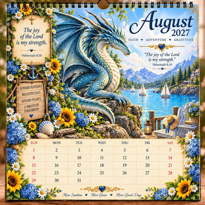🔥LAST DAY 49% OFF - 🐉📖2027 Dragon Seasons of Faith Calendar – 12 Fantasy Dragons, Scripture & Seasonal Christian Art