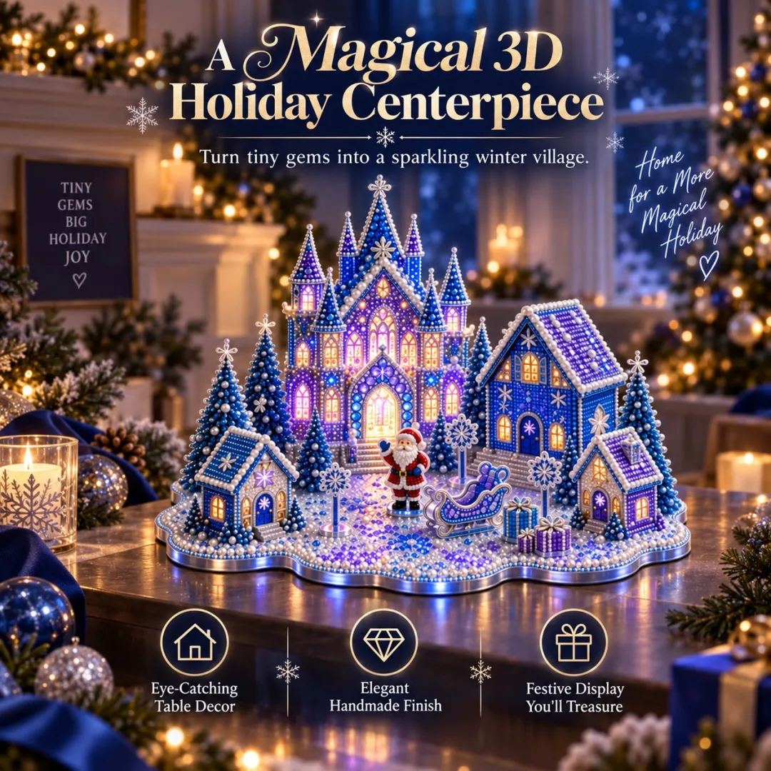 3D Christmas village gem art DIY kit