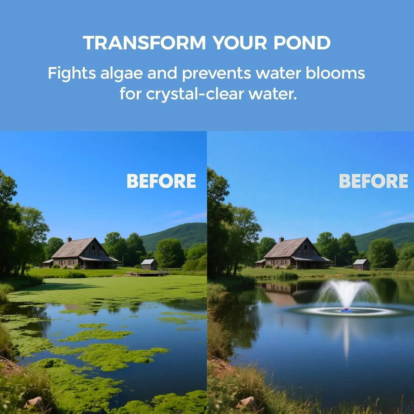 Pond Fountain Aerator  1HP 110V 750W 15000 GPH Floating Fountain Pump with 100 FT Power Cord  2 x 100 FT Rope Timer  Fully Automatic Powerful Aerating Fountain for Larger Ponds, Lakes