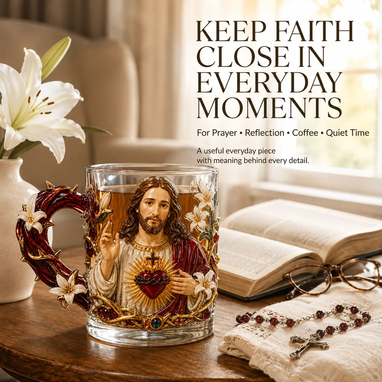 ⏳ Last Day 49% OFF – ✝️ 3D Christian Devotional Glass Mug Collection