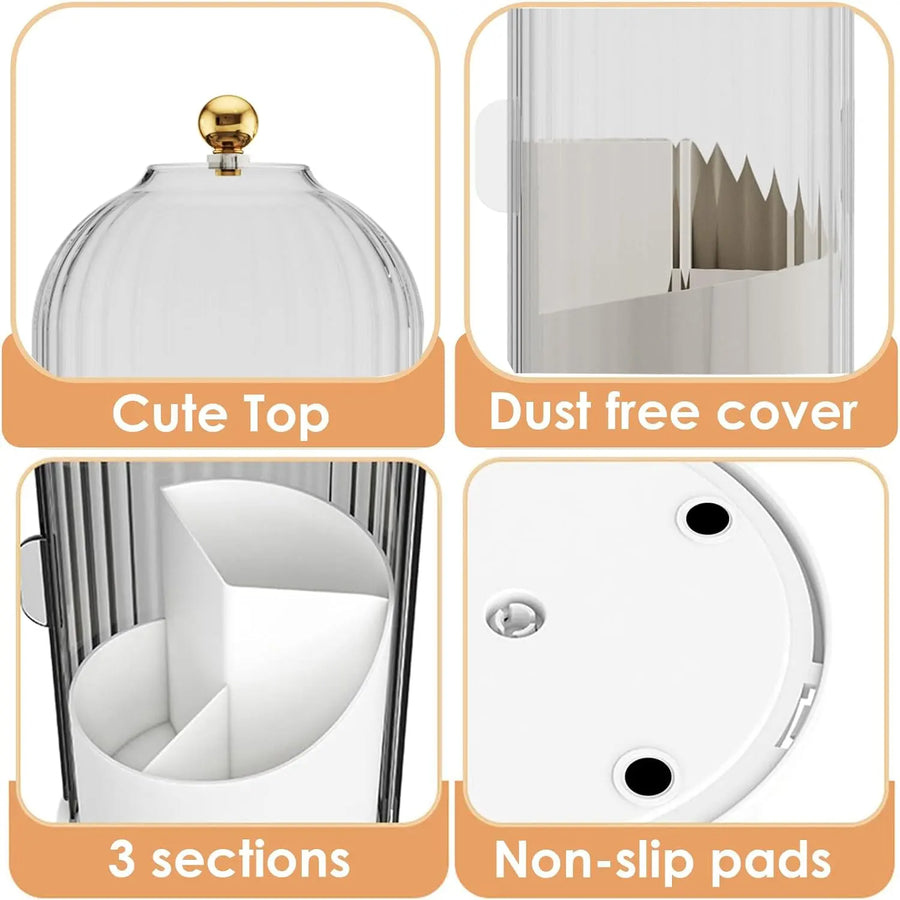 Three section clear organizer with non slip feet