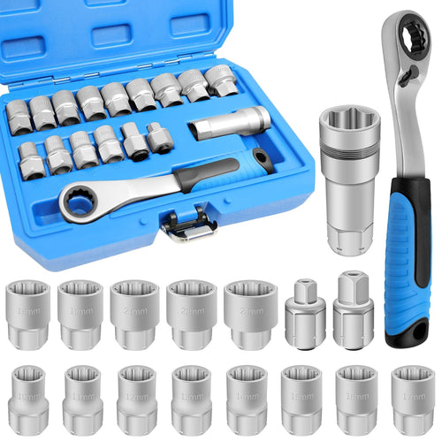 17-Piece Pass-Through Socket Set with 72-Tooth Reversible Ratchet