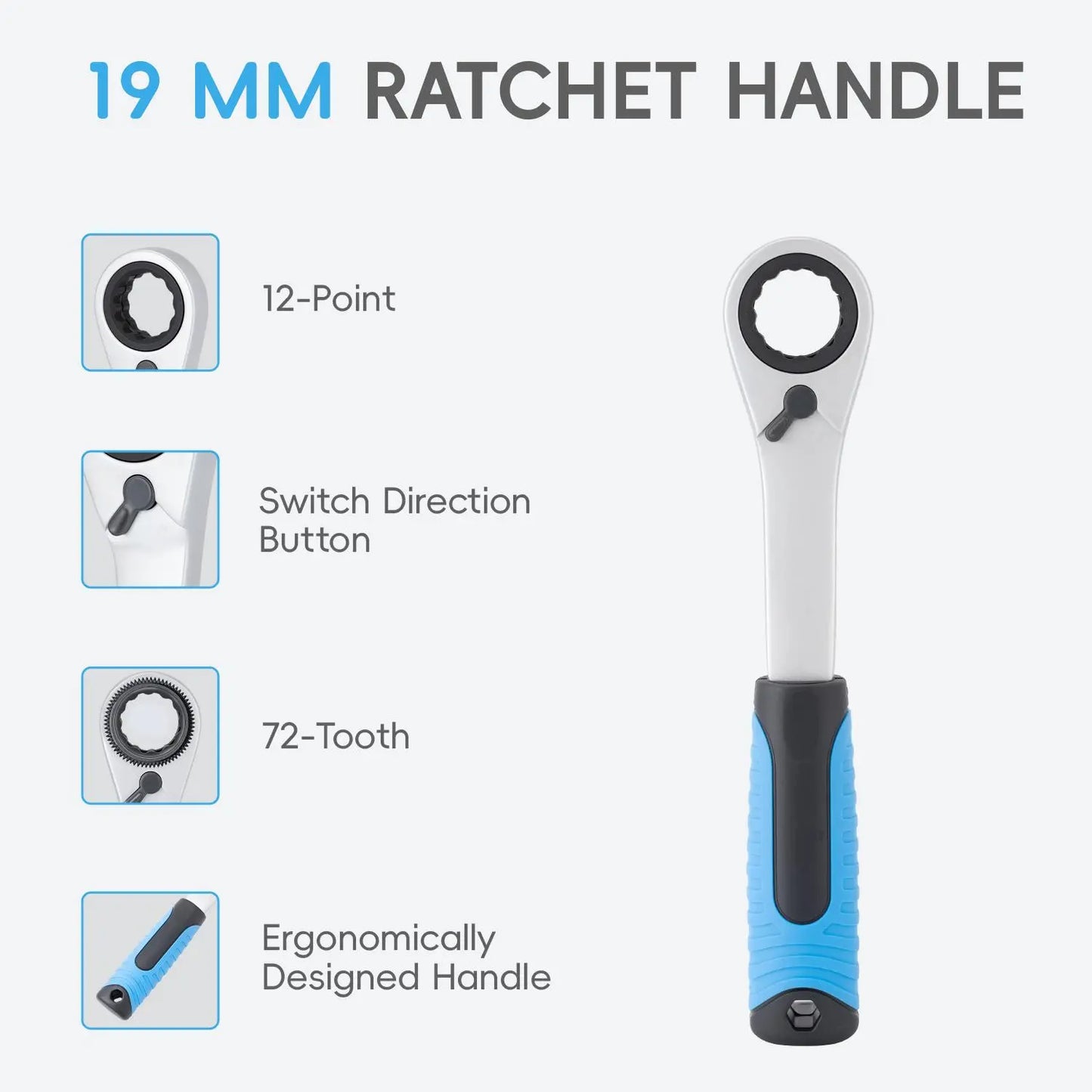 17-Piece Pass-Through Socket Set with 72-Tooth Reversible Ratchet