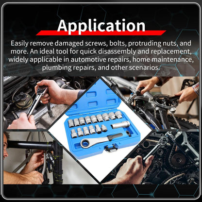17-Piece Pass-Through Socket Set with 72-Tooth Reversible Ratchet