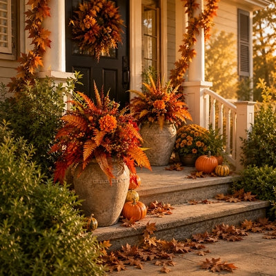 Multiple Autumn Harvest Floral arrangements