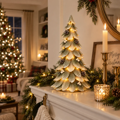 🎄 Winterleaf Glow™ Lighted Tabletop Christmas Tree with Warm LED & Timer