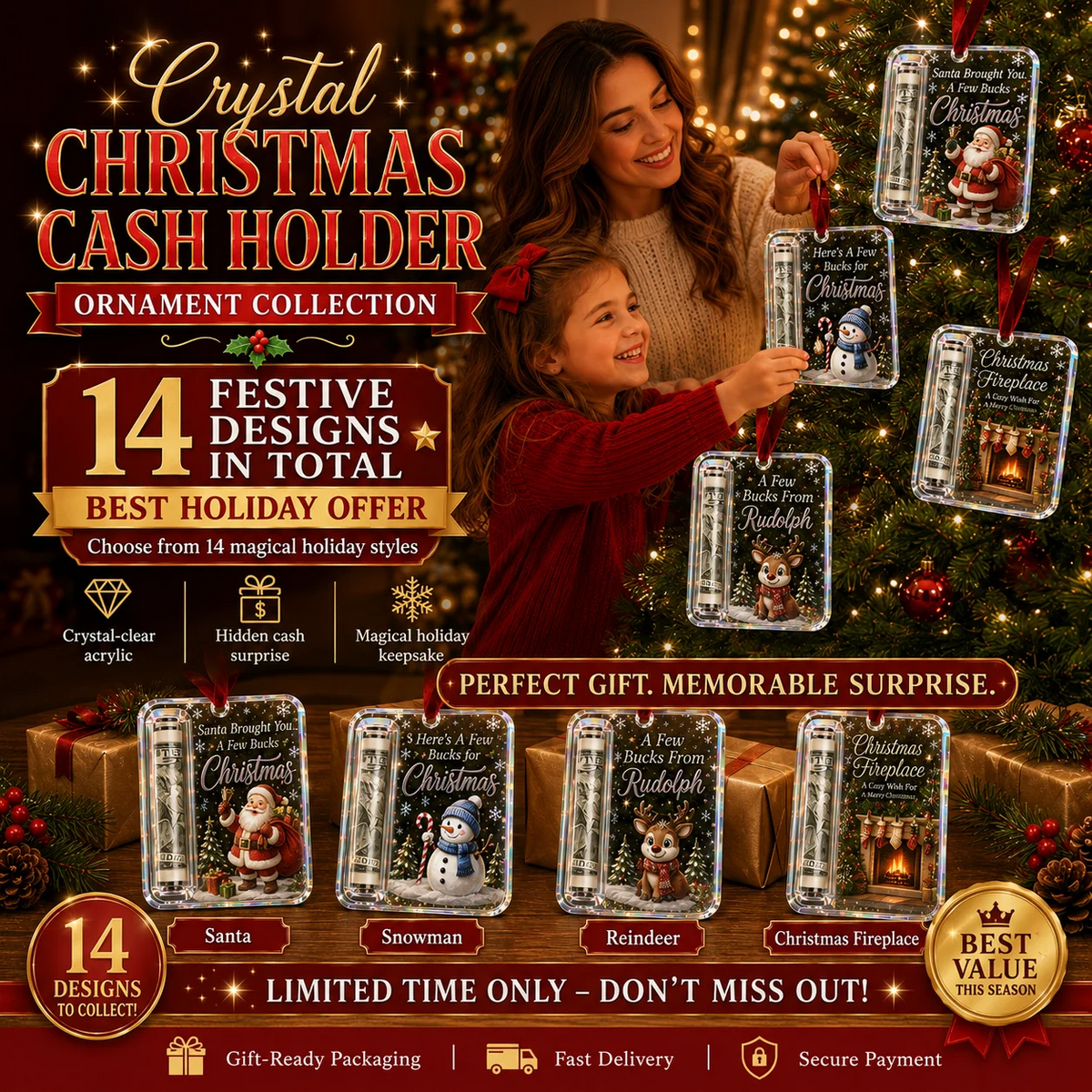 Christmas Cash Holder collection with multiple festive designs