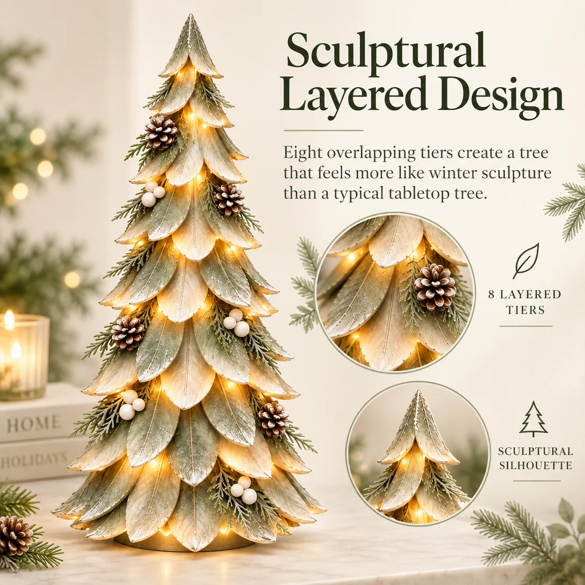 🎄 Winterleaf Glow™ Lighted Tabletop Christmas Tree with Warm LED & Timer