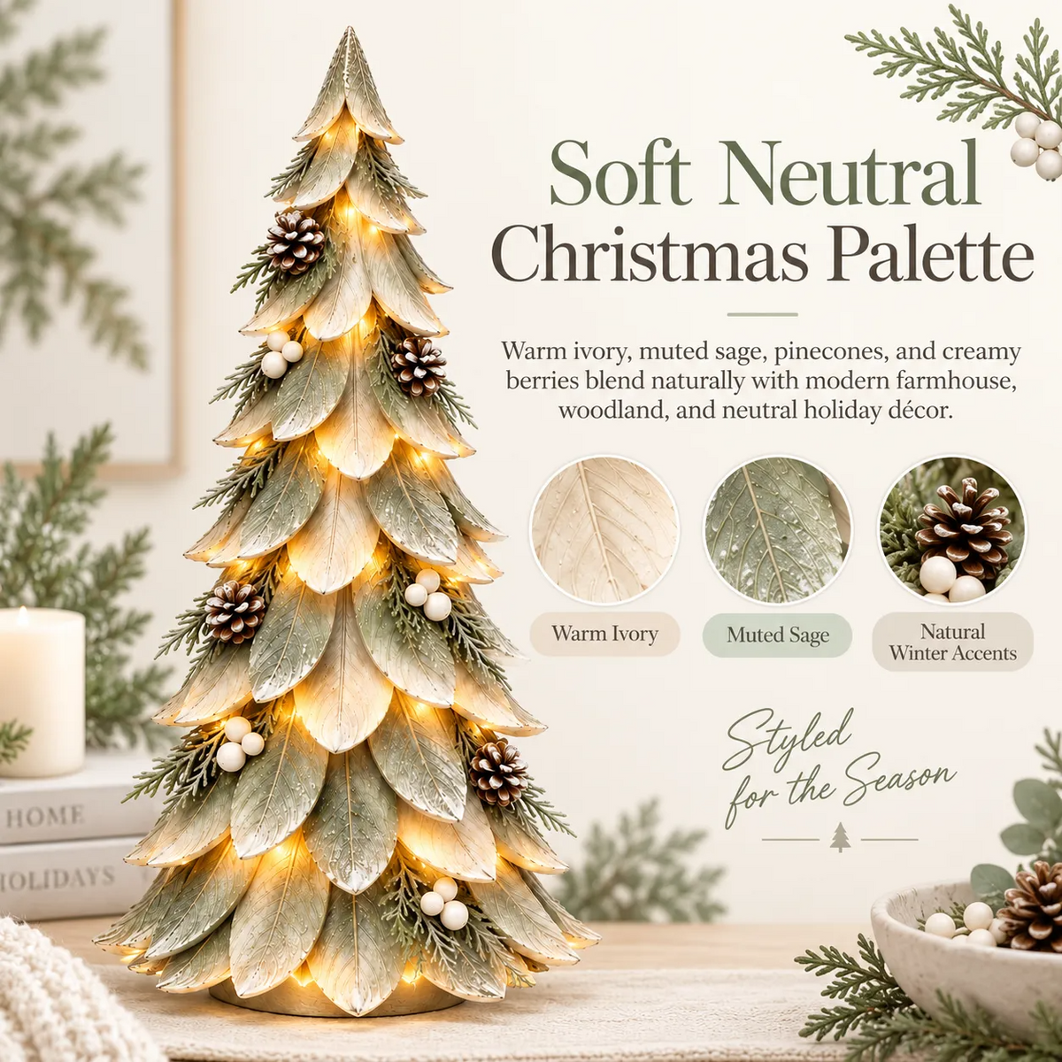 🎄 Winterleaf Glow™ Lighted Tabletop Christmas Tree with Warm LED & Timer