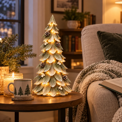 🎄 Winterleaf Glow™ Lighted Tabletop Christmas Tree with Warm LED & Timer