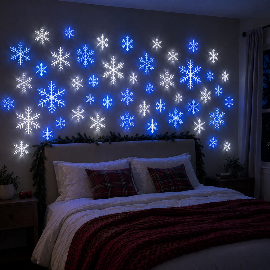 ❄️ Christmas Sale 49% OFF❄️ LED Snowflake Wall Light Set – Remote-Controlled Christmas Winter Decor