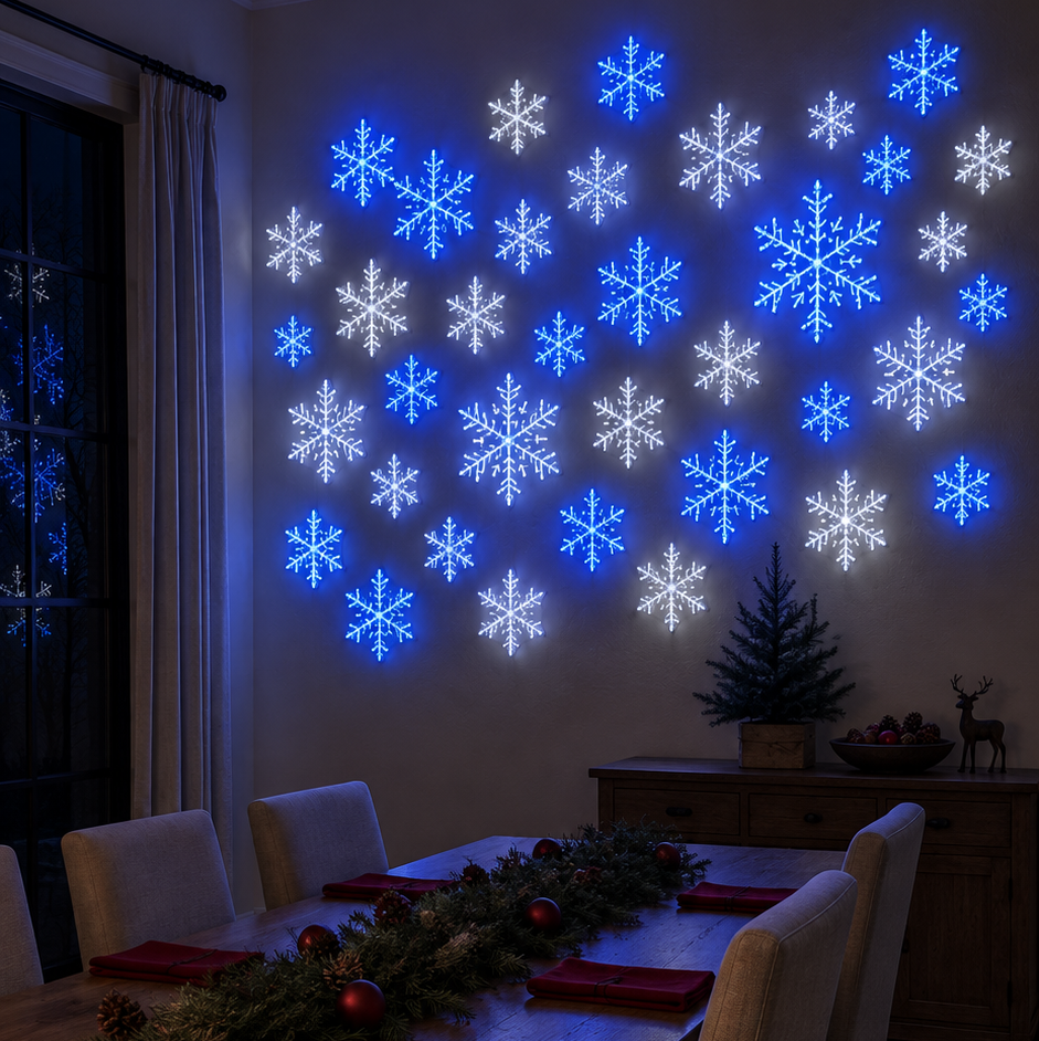 ❄️ Christmas Sale 49% OFF❄️ LED Snowflake Wall Light Set – Remote-Controlled Christmas Winter Decor